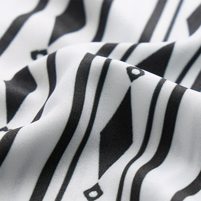 Men's White Geometric Vertical Stripe Print Western Shirt - image 6