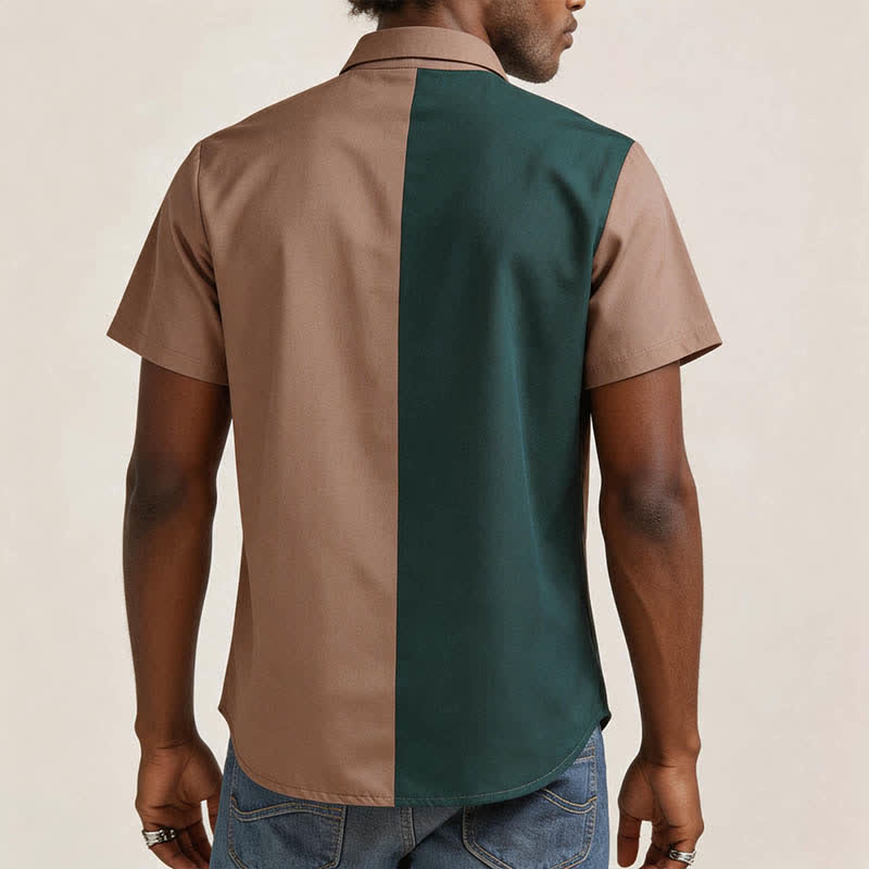 Men's Aztec Tribal Print Split Color Western Shirt - image 2