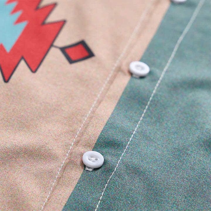 Men's Aztec Tribal Print Split Color Western Shirt - image 5