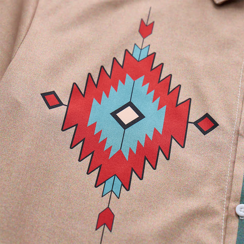 Men's Aztec Tribal Print Split Color Western Shirt - image 6