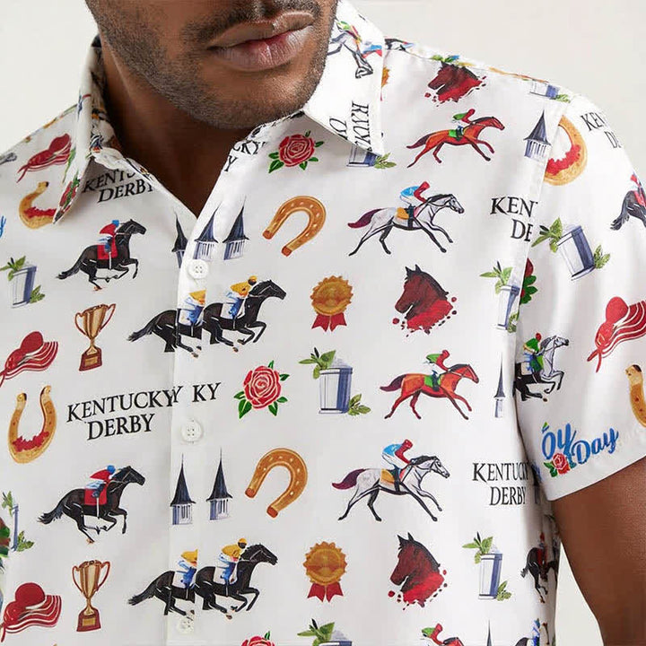 Men's Run For The Roses Western Motifs Print Shirt - image 3