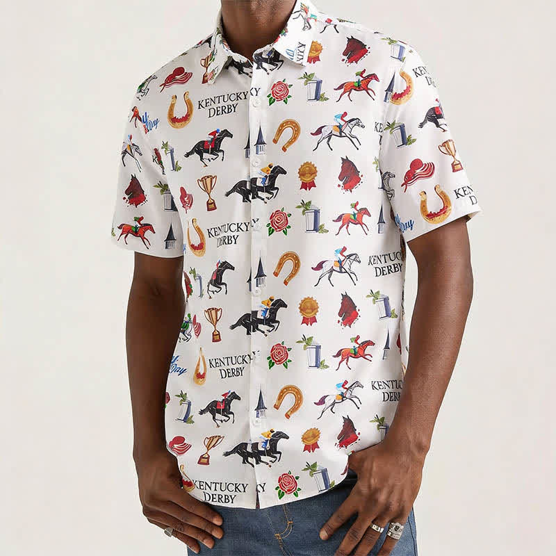 Men's Run For The Roses Western Motifs Print Shirt - image 1