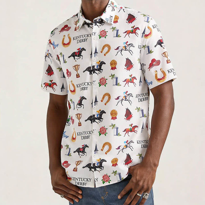 Men's Run For The Roses Western Motifs Print Shirt - image 1
