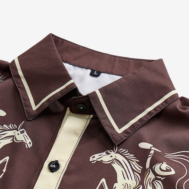 Men's Vintage Night Sky Cowboy Moon Print Shirt - image 4