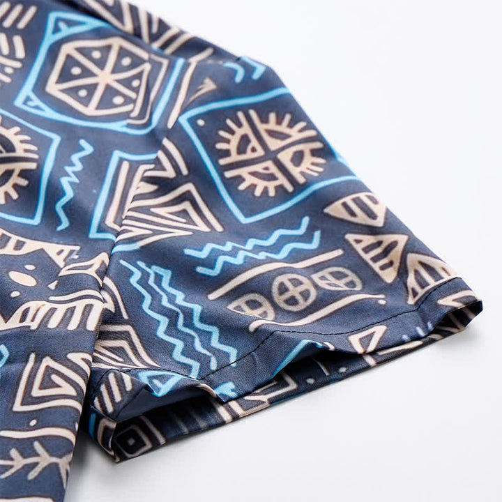 Men's Geometric African Tribal Aztec Pattern Western Shirt - image 7