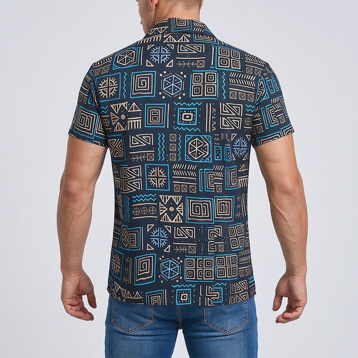Men's Geometric African Tribal Aztec Pattern Western Shirt - image 2