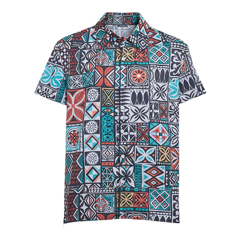 Men's Island Tribal Bold Patchwork Aztec Pattern Shirt - image 9