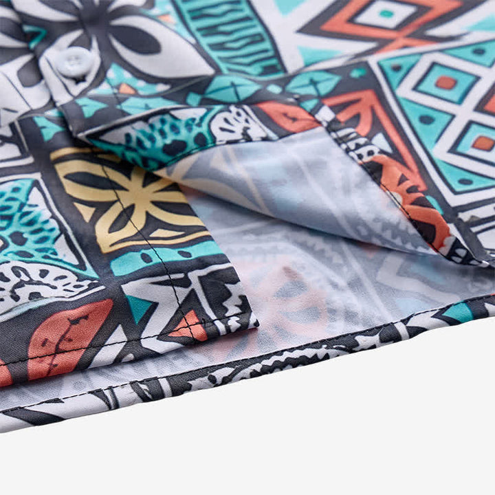 Men's Island Tribal Bold Patchwork Aztec Pattern Shirt - image 7