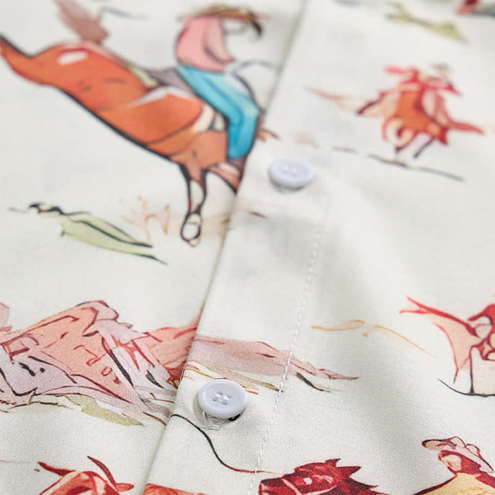 Men's Retro Cowboy Lasso & Horse Print Western Shirt - image 5