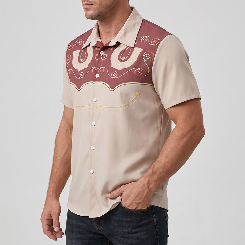 Men's Two-Tone Western Yoke Horseshoe Pattern Shirt - image 2