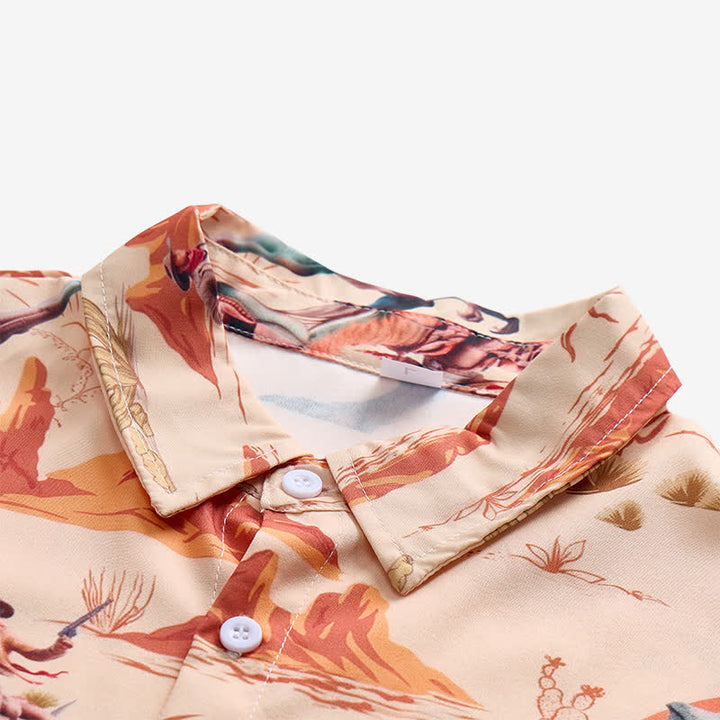 Men's Novelty Wild West Dinosaur Rider Print Shirt - image 4