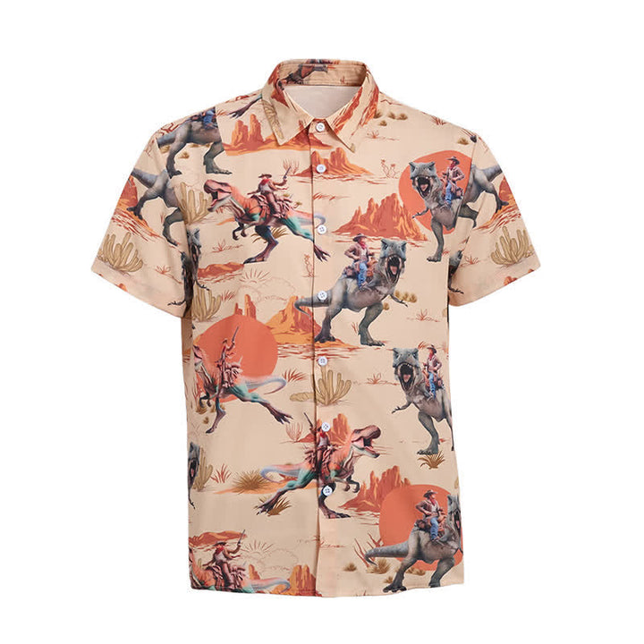 Men's Novelty Wild West Dinosaur Rider Print Shirt - image 9