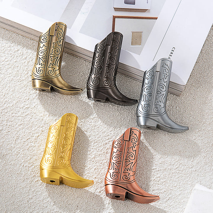 Retro Engraved Cowboy Boot Metal Lighter Case - image 3