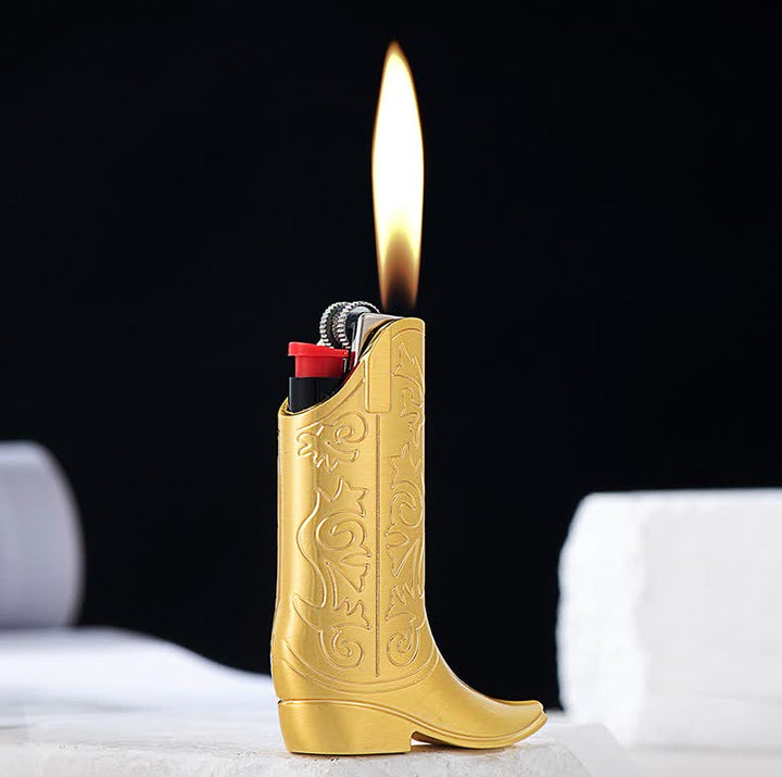 Retro Engraved Cowboy Boot Metal Lighter Case - image 1