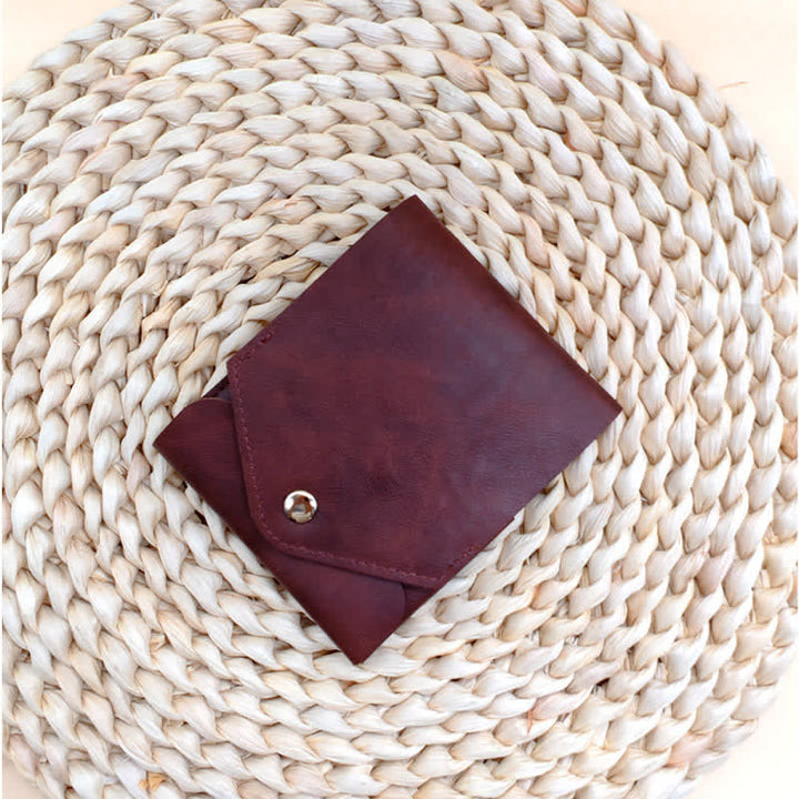 Multifunctional Compact Leather Wallet With Mini Pen Slot - Brown - image 2