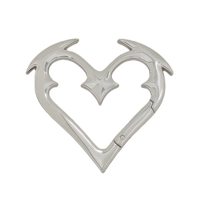 Angel Heart Heavy Duty Metal DIY Spring Ring Keychain - Polished Silver - image 0