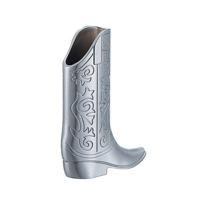 Retro Engraved Cowboy Boot Metal Lighter Case - Silver - image 6