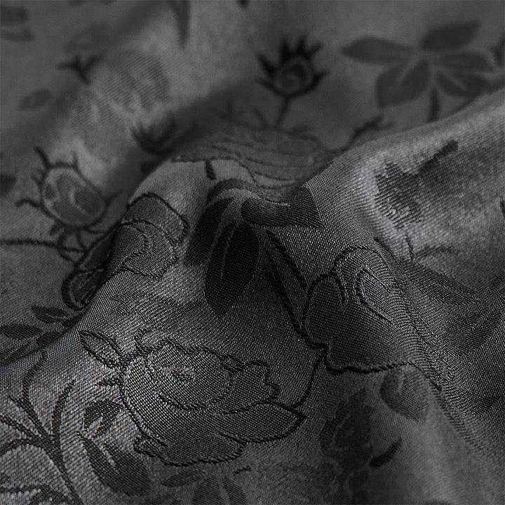 Men's  Jacquard Rose Pattern Hidden Button Long Sleeve Dress Shirt - image 8