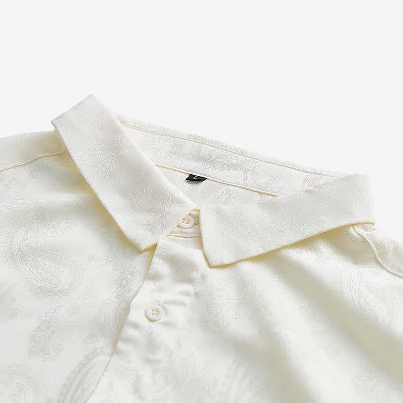 Men's British Retro Paisley Jacquard  Satin Wedding Shirt - image 18
