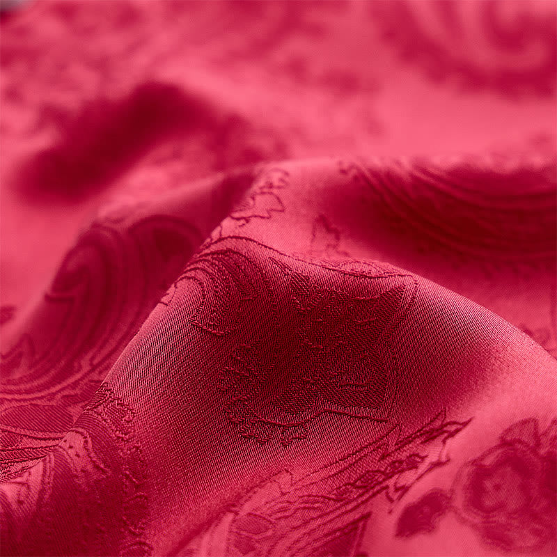 Men's British Retro Paisley Jacquard  Satin Wedding Shirt - image 14