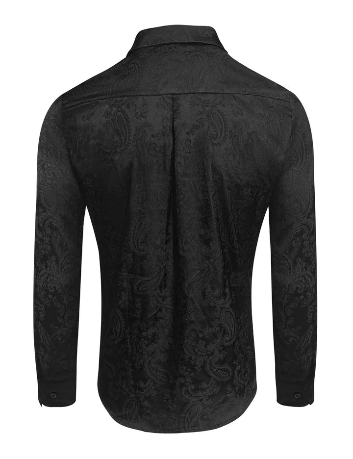 Men's British Retro Paisley Jacquard  Satin Wedding Shirt - image 10