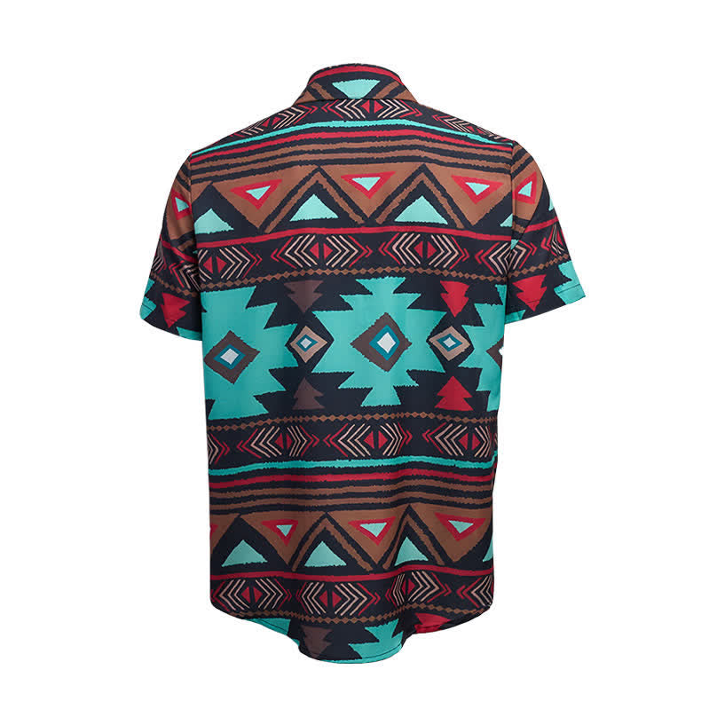 Men's Retro Southwest Aztec Geometric Print Western Shirt - image 10