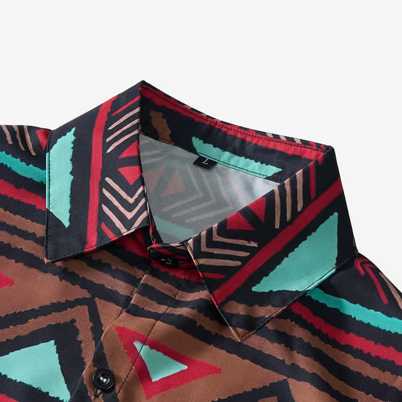 Men's Retro Southwest Aztec Geometric Print Western Shirt - image 4