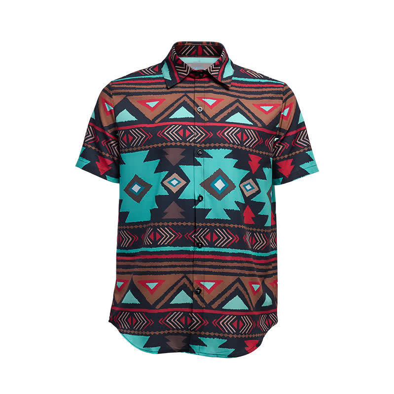 Men's Retro Southwest Aztec Geometric Print Western Shirt - image 9