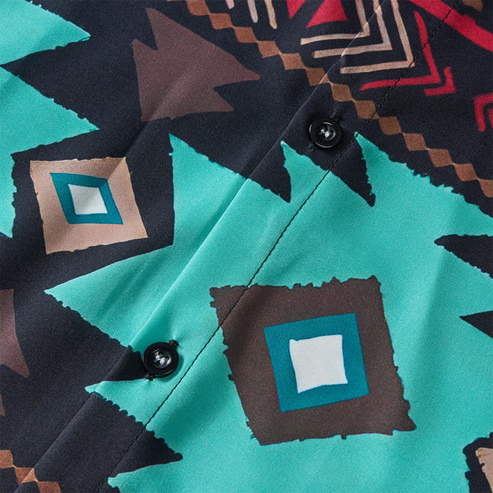 Men's Retro Southwest Aztec Geometric Print Western Shirt - image 5