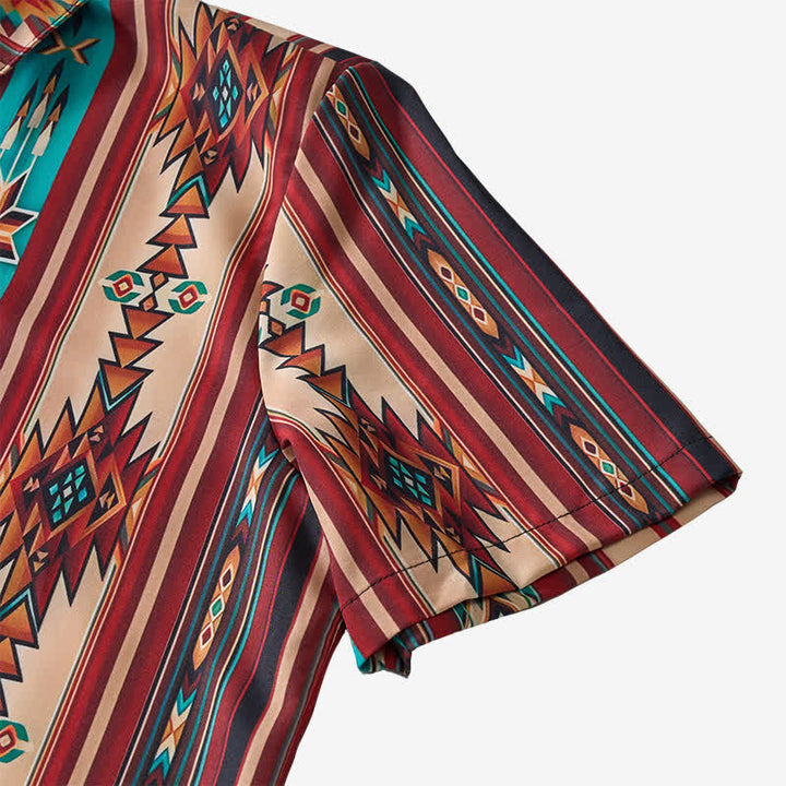 Men's Terracotta Aztec Stripe Print Western Shirt - image 7