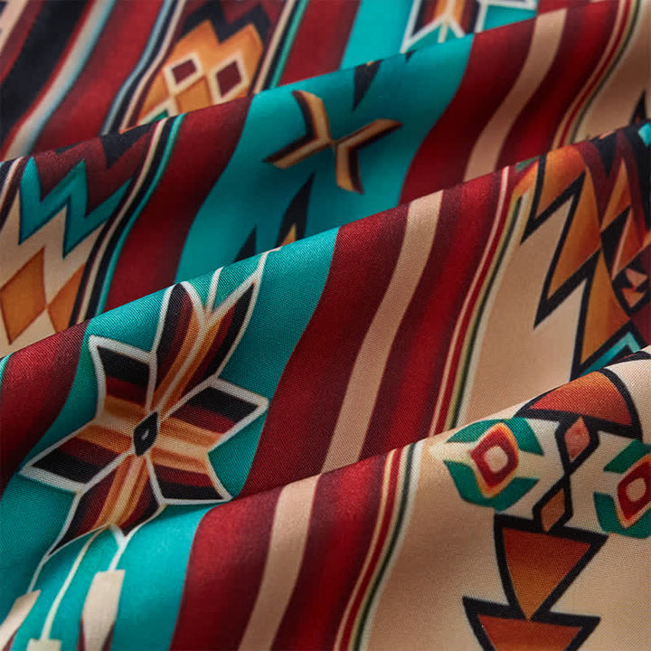 Men's Terracotta Aztec Stripe Print Western Shirt - image 5