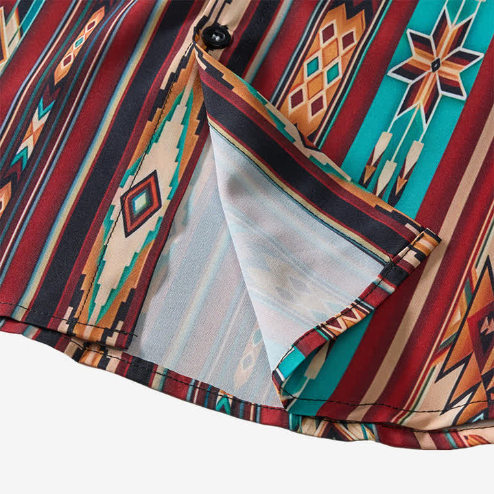 Men's Terracotta Aztec Stripe Print Western Shirt - image 6