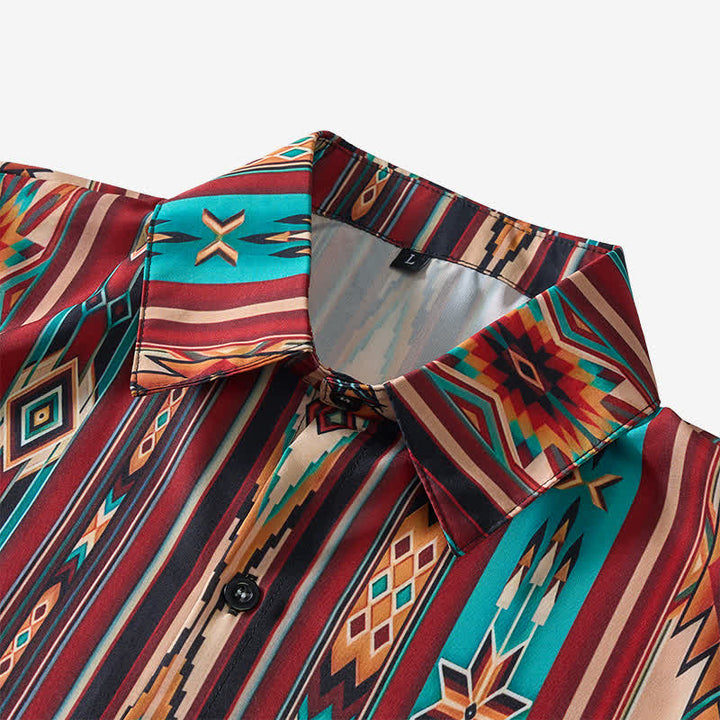 Men's Terracotta Aztec Stripe Print Western Shirt - image 3