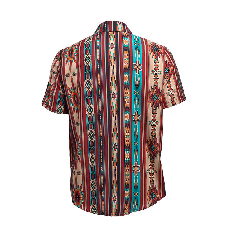 Men's Terracotta Aztec Stripe Print Western Shirt - image 9