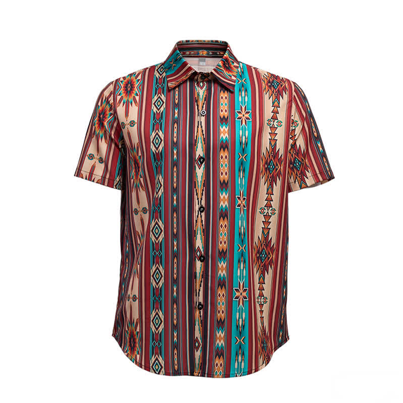 Men's Terracotta Aztec Stripe Print Western Shirt - image 8