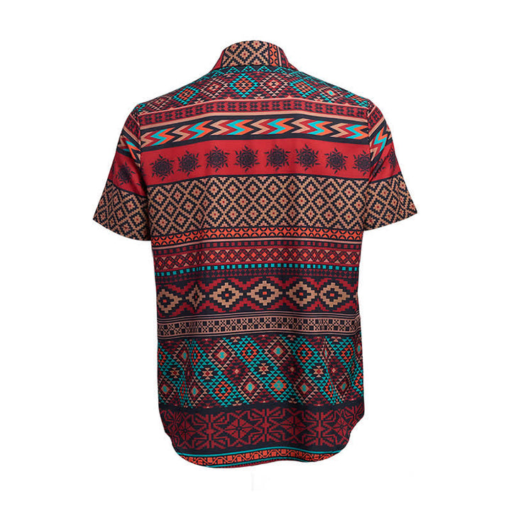 Men's Bold Red Aztec Stripe Print Western Shirt - image 10