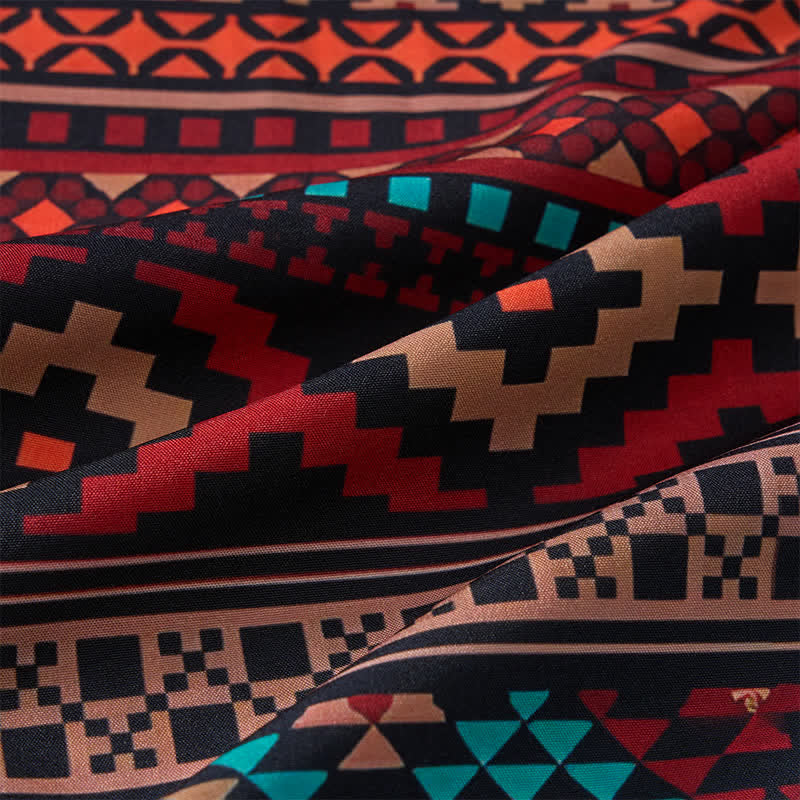Men's Bold Red Aztec Stripe Print Western Shirt - image 6