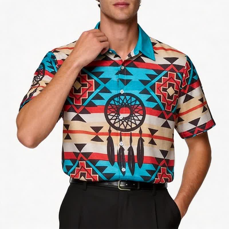 Men's Southwestern Dreamcatcher Aztec Pattern Shirt - image 1