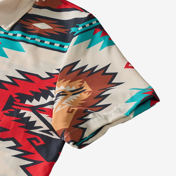 Men's Cream & Turquoise Aztec Print Casual Western Shirt - image 8