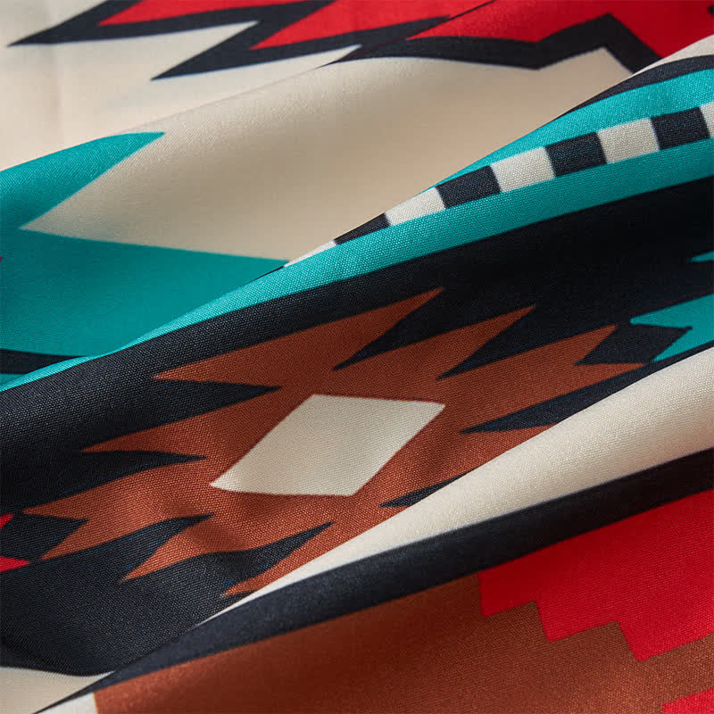 Men's Cream & Turquoise Aztec Print Casual Western Shirt - image 6
