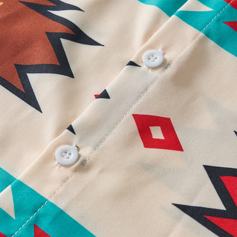 Men's Cream & Turquoise Aztec Print Casual Western Shirt - image 5