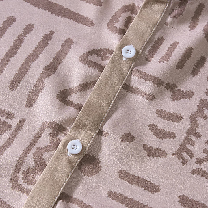 Men's Taupe Beige Tribal Symbol Print Ethnic Shirt - image 5