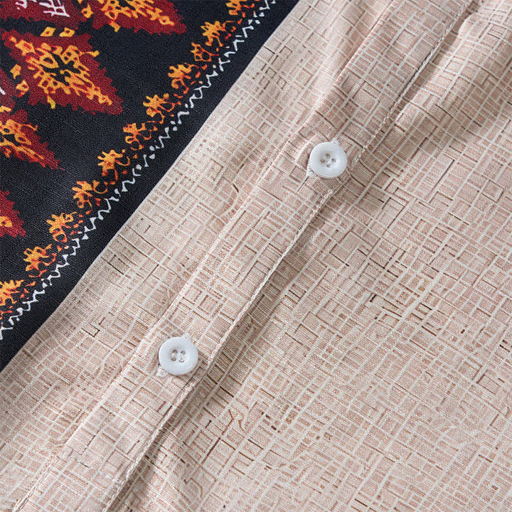 Men's Asymmetric Tribal Print Linen-Blend Ethnic Shirt - image 5