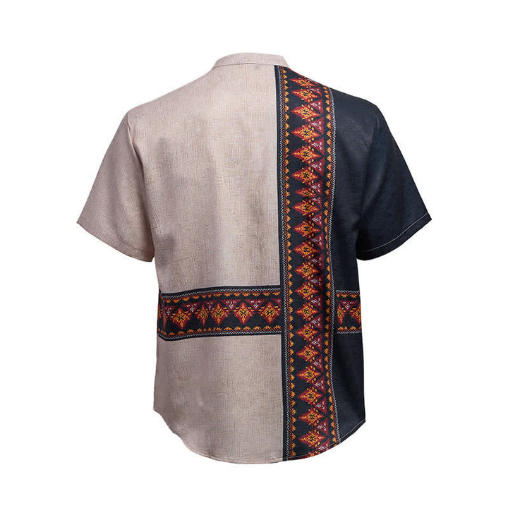 Men's Asymmetric Tribal Print Linen-Blend Ethnic Shirt - image 10
