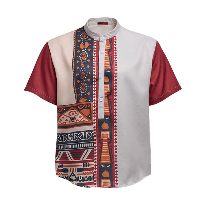 Men's Southwest Inspired Patchwork Summer Ethnic Shirt - image 9