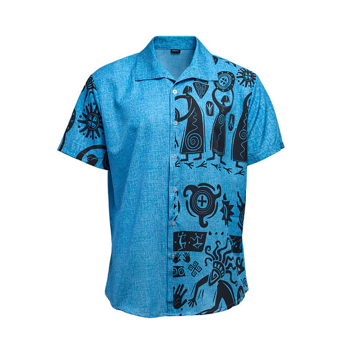 Men's Southwest Cave Art Inspired Print Ethnic Shirt - image 9