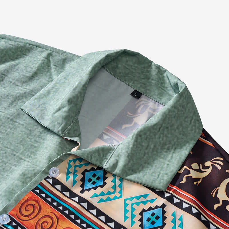 Men's Desert Petroglyph Bison Split Print Ethnic Shirt - image 4