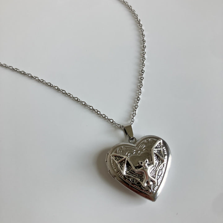 Love & Memories Whimsical Bat Heart Locket Necklace - image 4