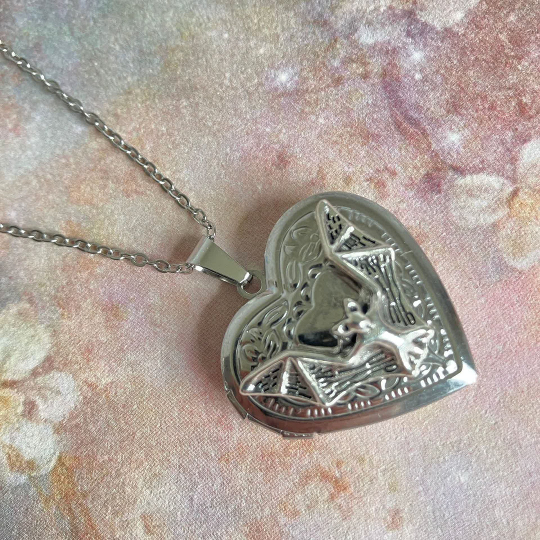 Love & Memories Whimsical Bat Heart Locket Necklace - Style #2 - image 3