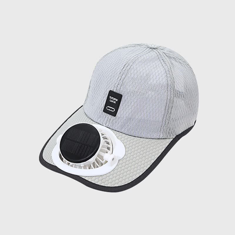 Solar-Powered USB Fan Cooling Breathable Mesh Baseball Cap - Light Gray - Adjustable (22"-23 5/8") - image 9